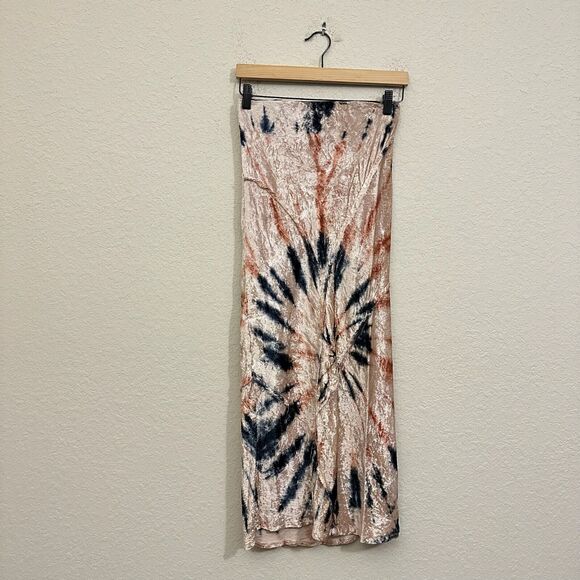 FREE PEOPLE Serious Swagger Maxi Skirt Tie Dye Velvet Pull On NWOT - Picture 1 of 10